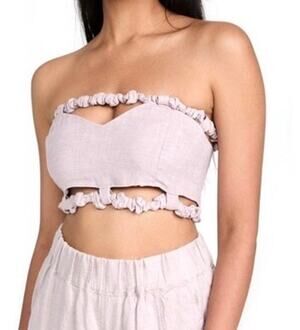 NWOT GANNI Organic Cotton Tube Top Lilac Sz 44 (US 14)